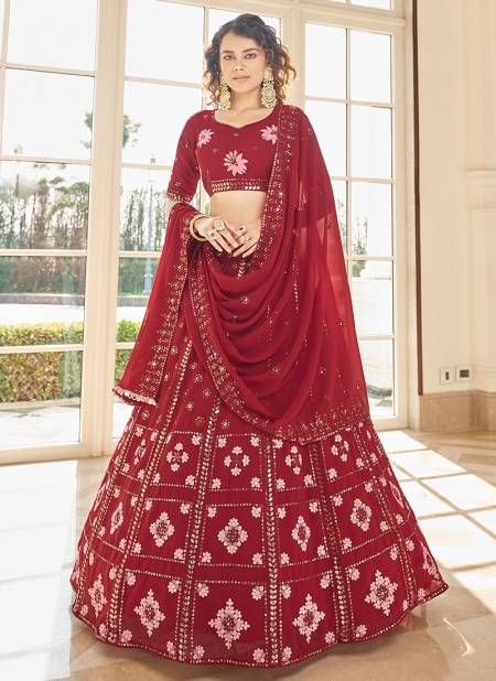 Red Colour BRIDESMAID 17 Heavy Wedding Wear Fancy Stylish Designer Lahenga Choli Collection 1984